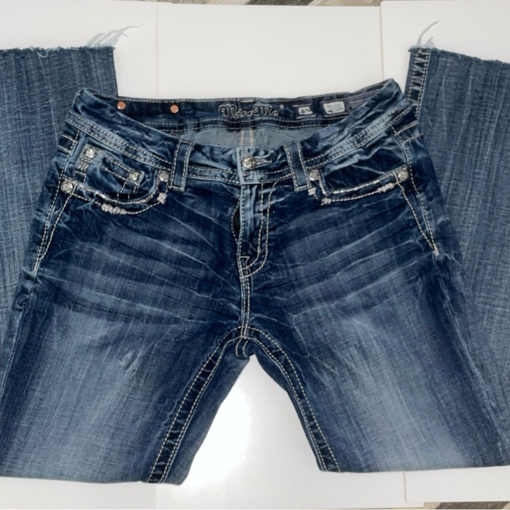 Miss Me Blue Flare Jeans with Embellished Details